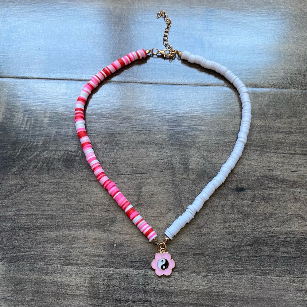 Women's Yin Yang Pink & White Necklace